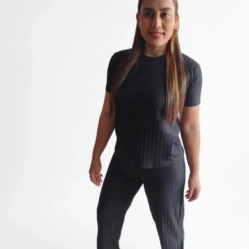 SET MONOCROMÁTICO TEAL RIB OSCURO