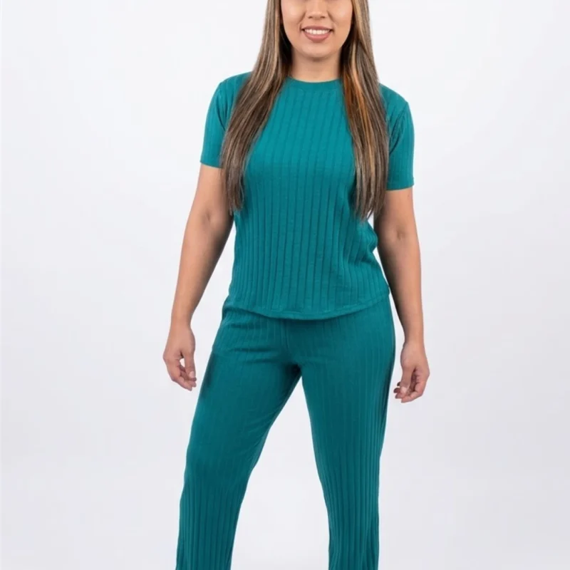 SET MONOCROMÁTICO TEAL RIB